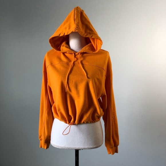 GARAGE | Orange Hooded Cropped Sweatshirt - Picture 3 of 5